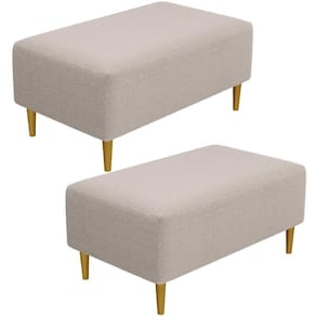 Kit 02 Puffs Decorativo Para Sala De Estar Cléo Pés Palito 90 Cm W01 Bouclê Creme - Lyam Decor