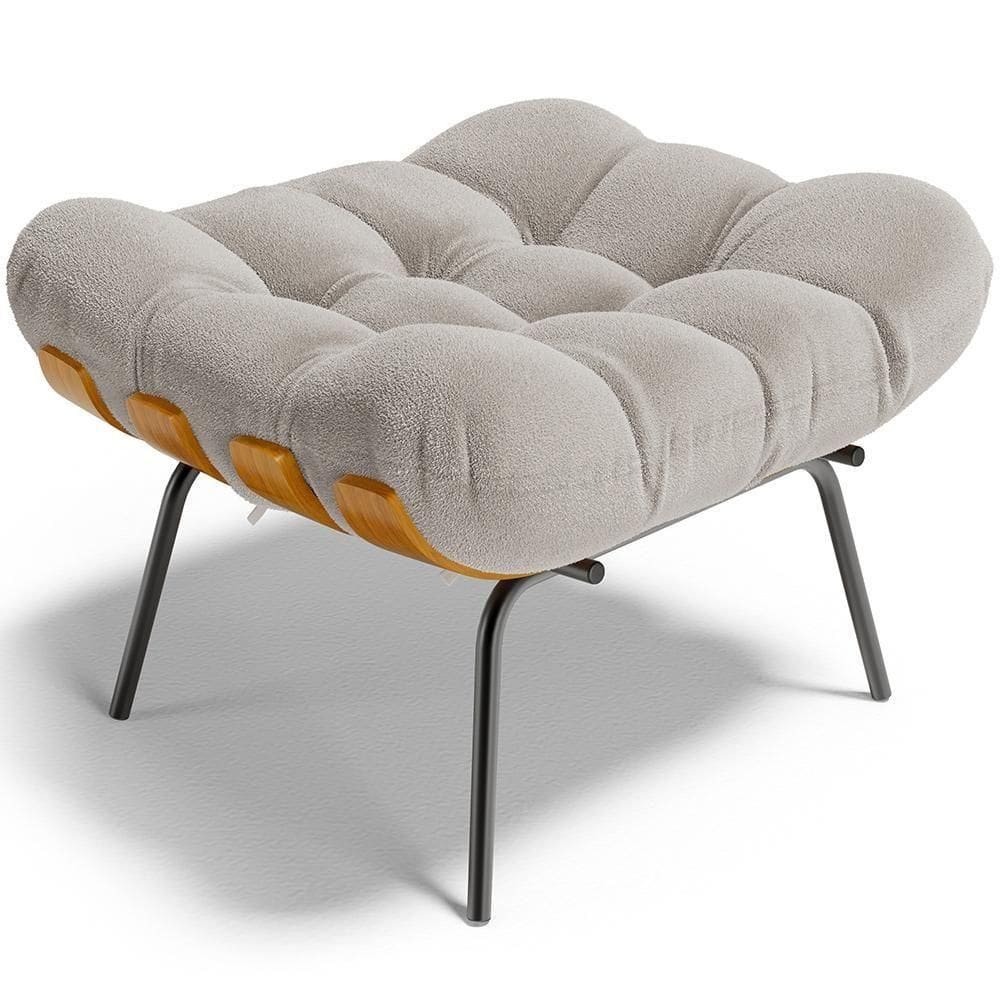 Puff Decorativo Costela L02 Bouclê Creme - Lyam Decor