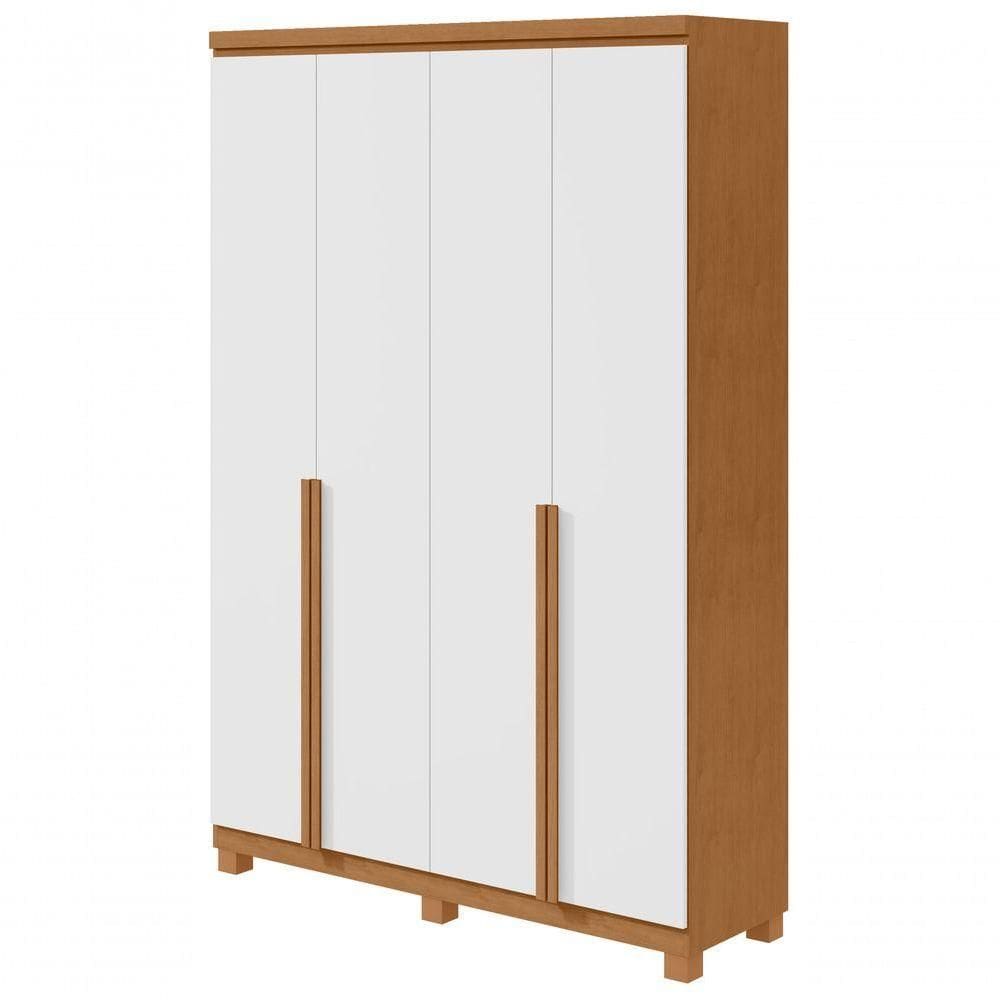 Guarda-roupas 4 Portas 2 Gavetas 100% Mdf Alonzo Sem Espelho E Com Pés - Lopas Amendoa Clean/branco