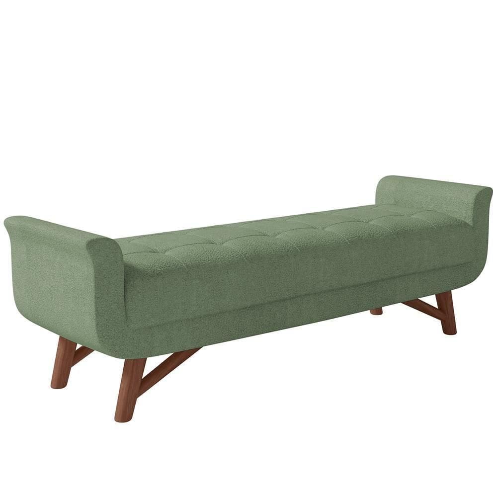 Puff Recamier Decorativo Com Pés Em Madeira 195cm Itália P05 Bouclê Oliva