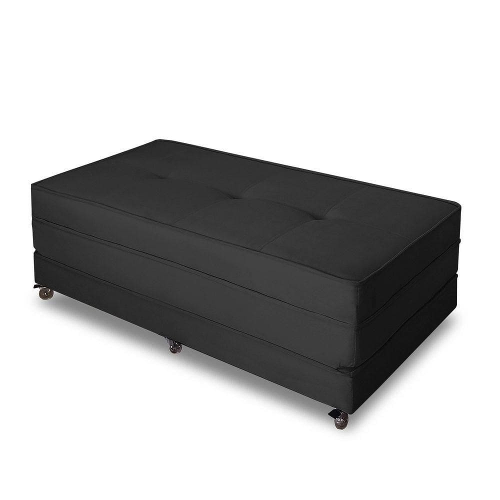 Puff Cama Dobrável Casal Cor Suede Preto