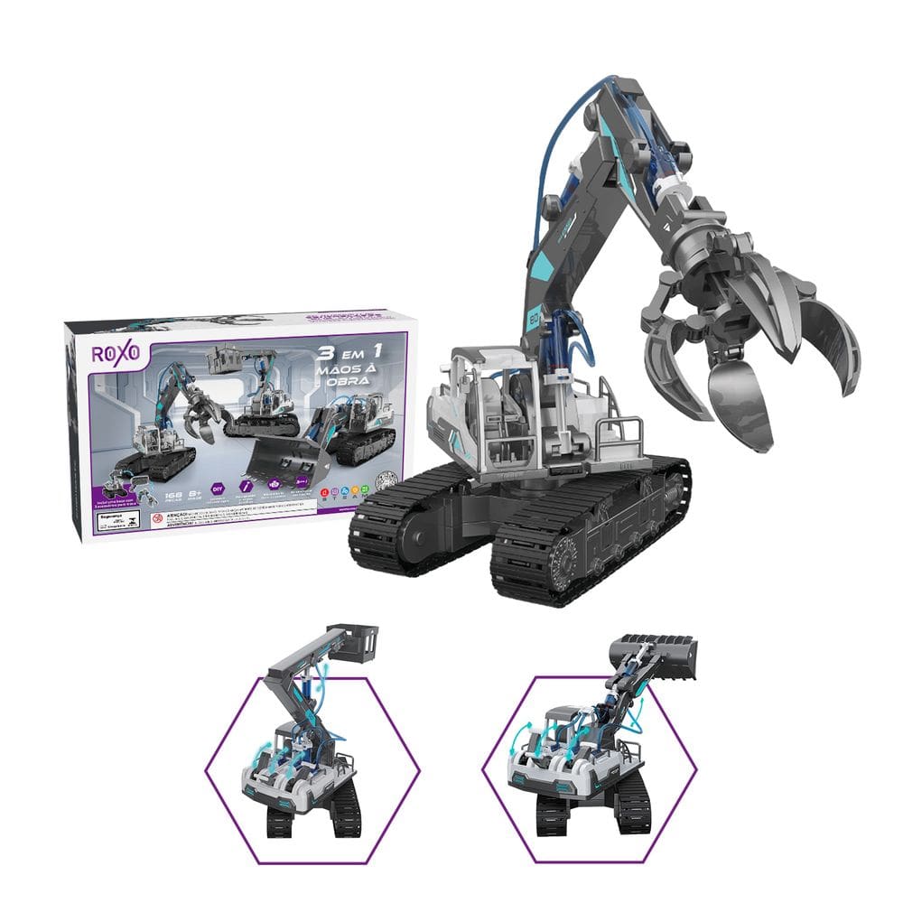 3 Em 1 Veiculos Hidraulicos Maos A Obra - Kit Com 168 Pcs