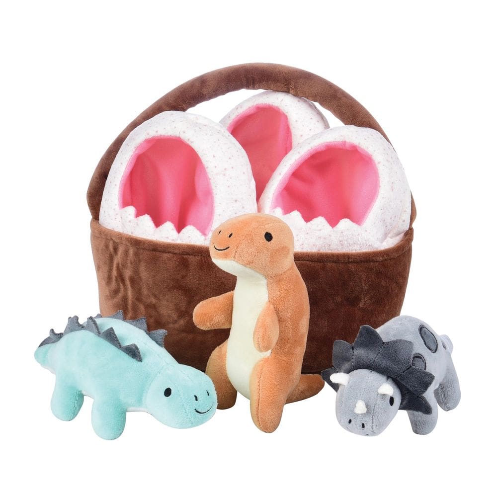Conjunto de bonecas de pelúcia Cre8tive Minds Baby Dinosaur com cesta de 7 peças