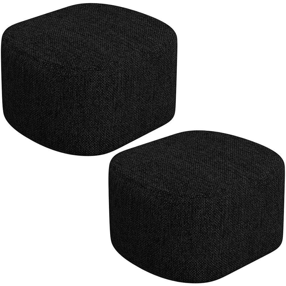 Kit 2 Puffs Decorativos Orgânico Para Living Quarto 70cm Doha W01 Linho Chumbo - Lyam Decor