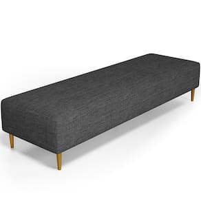 Puff Decorativo Sala De Estar Bali W01 Pés Palito 170x60cm Linho Cinza Escuro - Lyam Decor