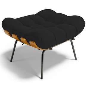 Puff Decorativo Sala De Estar Costela L02 Suede Preto - Lyam Decor