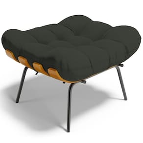 Puff Decorativo Sala De Estar Costela L02 Linho Verde - Lyam Decor