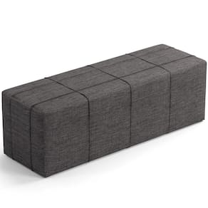 Puff Decorativo Living Sala De Estar 195 Cm Roma W01 Linho Cinza Escuro -Lyam