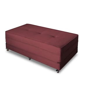 Puff Cama Dobrável Casal Cor Suede Bordô