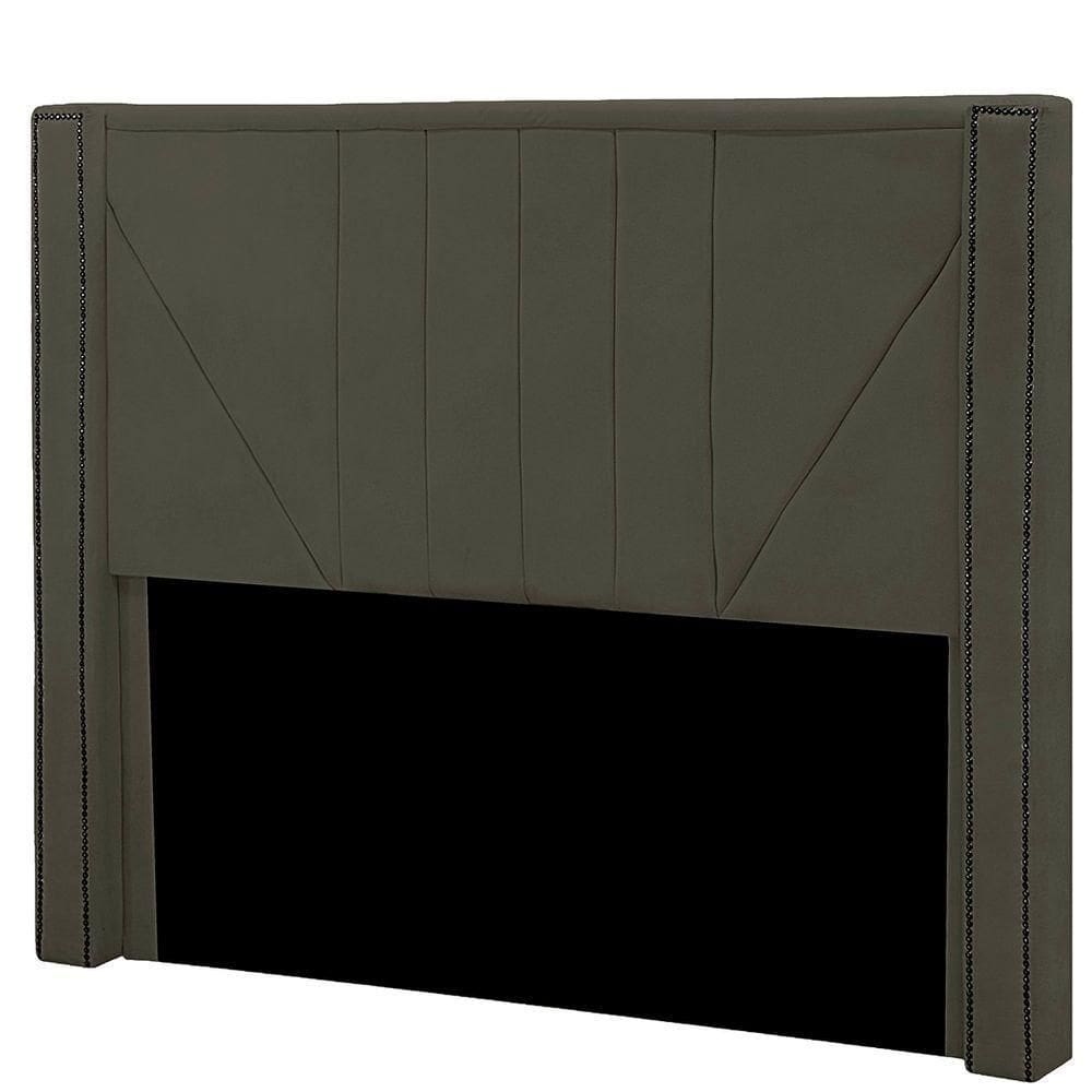 Cabeceira Casal Estofada Para Cama Box Toronto Veludo Cor Tabaco
