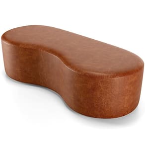 Puff Decorativo Orgânico Para Living Quarto 140cm Orbit W01 Couríssimo Camel - Lyam Decor
