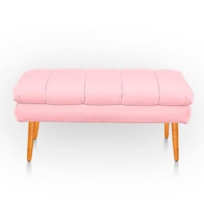 Puff Aparador Estofado Italy Decorativo Veludo Cor Rosa Bebe
