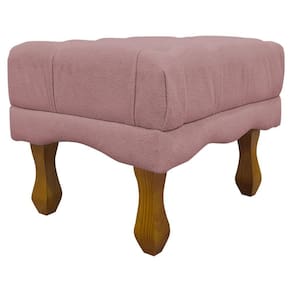 Kit 2 Puffs Decorativos Duque Retangular Bouclé Premium Capitonê - Rose Buclê