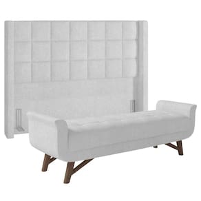 Cabeceira Cama Box Queen 160cm Pisa E Recamier Neville P02 Bouclé Branco - Mpozenato