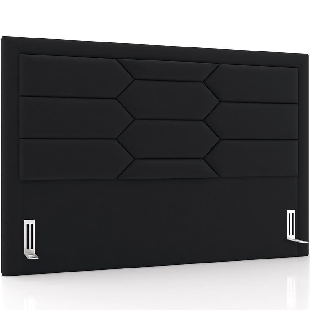 Cabeceira Cama Box Queen 160cm Estofada Nora P05 Veludo Preto - Lyam Decor