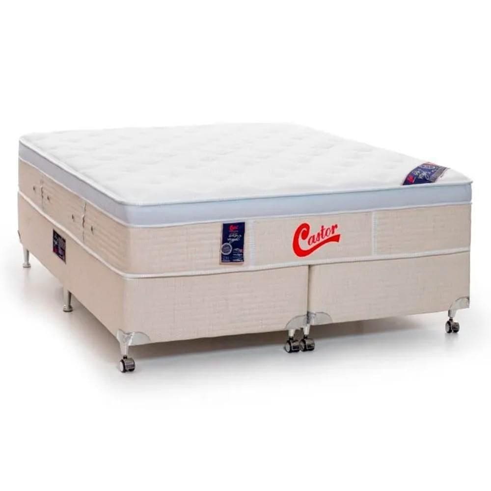 Cama Box + Colchão Castor Queen Vitagel Euro