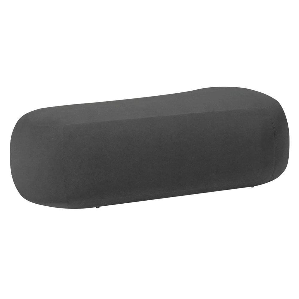 Puff Decorativo Itália 120cm Sala Escritorio Luxo Linho - Doce Sonho Móveis Cor Cinza Escuro