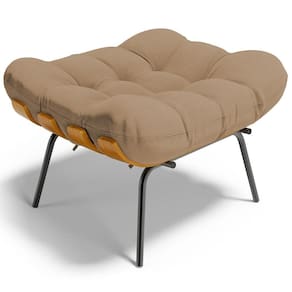 Puff Decorativo Sala De Estar Costela L02 Linho Bege Escuro - Lyam Decor