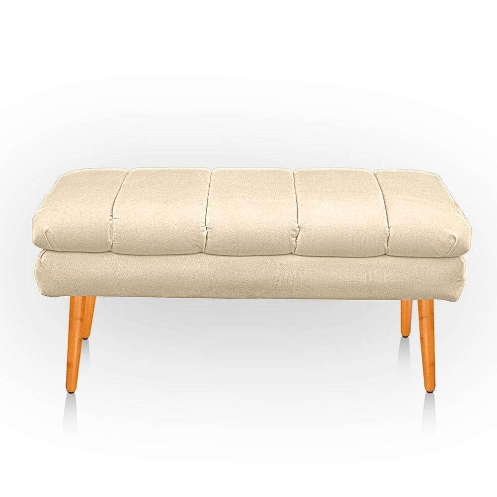 Puff Aparador Estofado Italy Decorativo Veludo Bege
