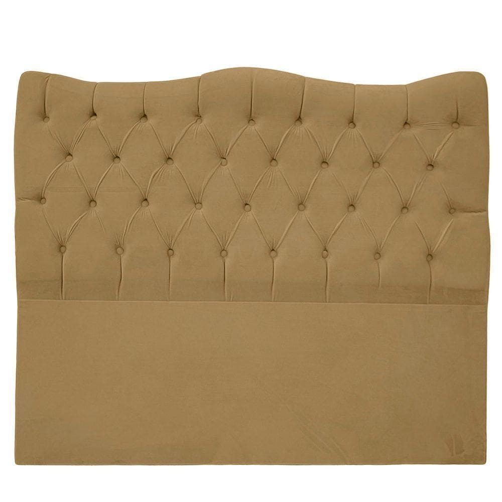 Cabeceira Casal Queen Para Cama Box Estofada Dunas Veludo Bege Escuro