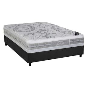 Cama Box Casal: Colchão Molas Ensacadas Castor Super Luxo Látex Plush Face+Base Gray(138X188)