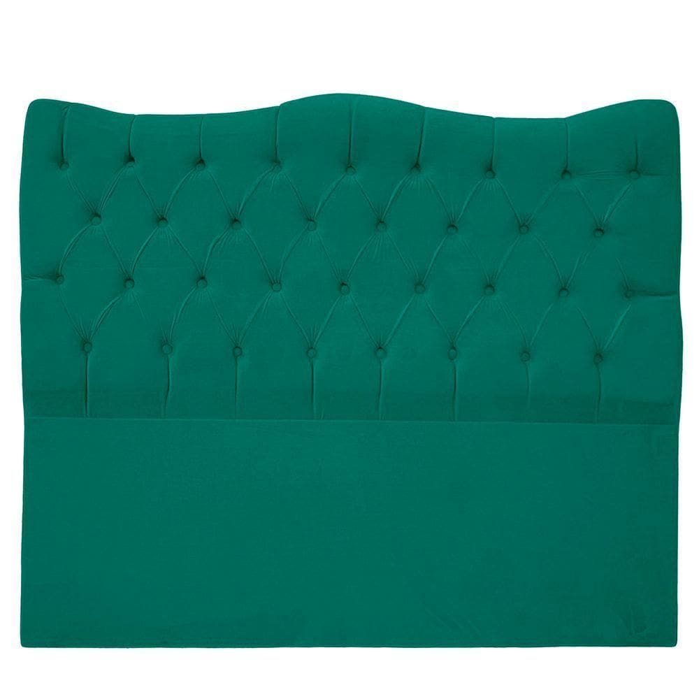 Cabeceira Casal Queen Para Cama Box Estofada Dunas Veludo Cor Verde Esmeralda