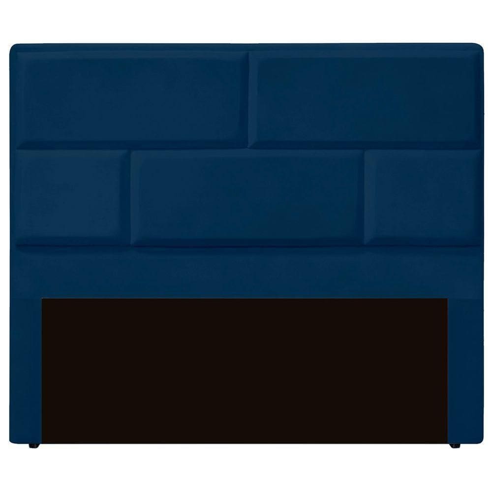 Cabeceira Casal Estofada Para Cama Box Jade Veludo Cor Azul Marinho