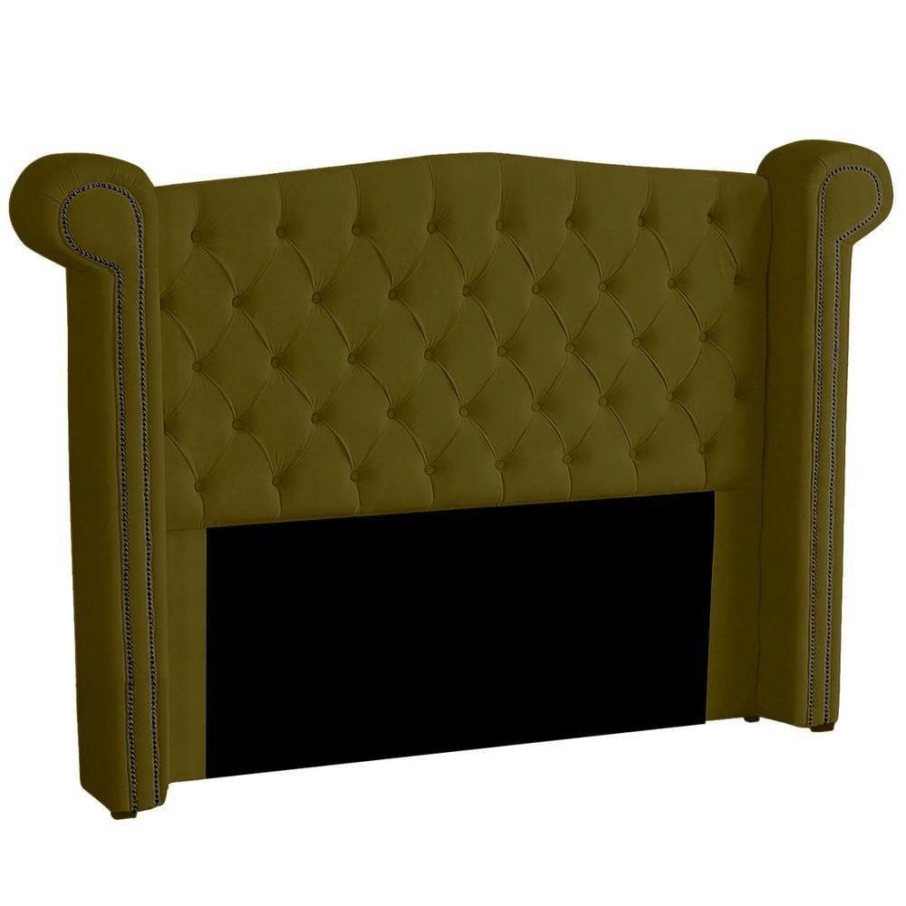 Cabeceira Casal King Size Estofada Para Cama Box Ayla Veludo Cor Tabaco
