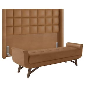 Cabeceira Cama Box King 195cm Pisa E Recamier Neville P02 Sintético Caramelo - Mpozenato