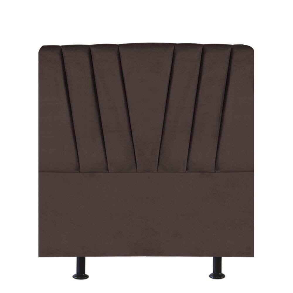 Cabeceira Estofada Bélgica 90cm Solteiro Para Cama Box Quarto Suede Marrom - Gat Magazine