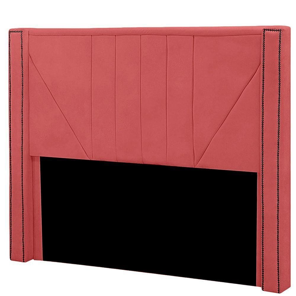 Cabeceira Casal Estofada Para Cama Box Toronto Veludo Cor Rose