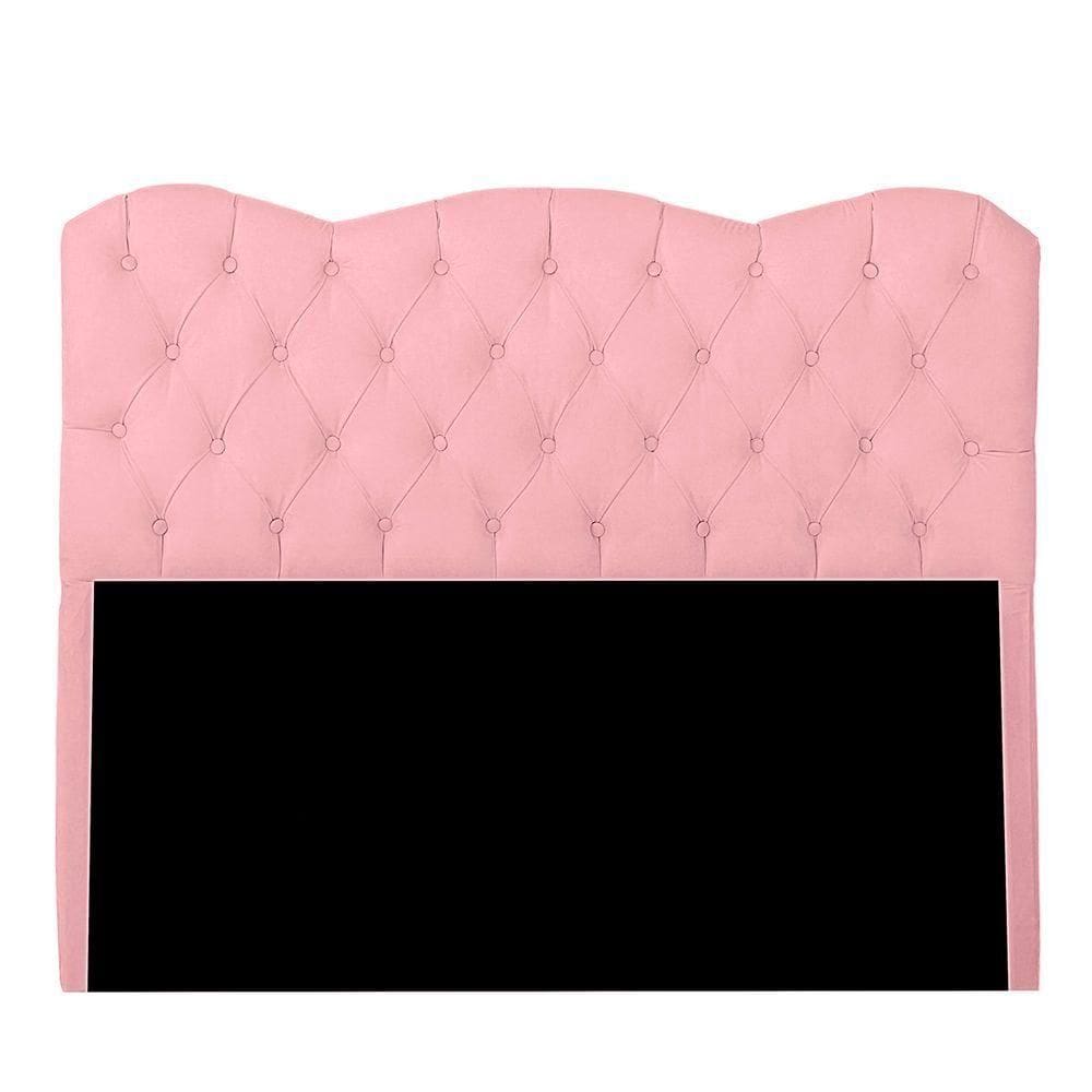 Cabeceira Casal King Size Estofada Para Cama Box Verona Veludo Cor Rosa Bebe