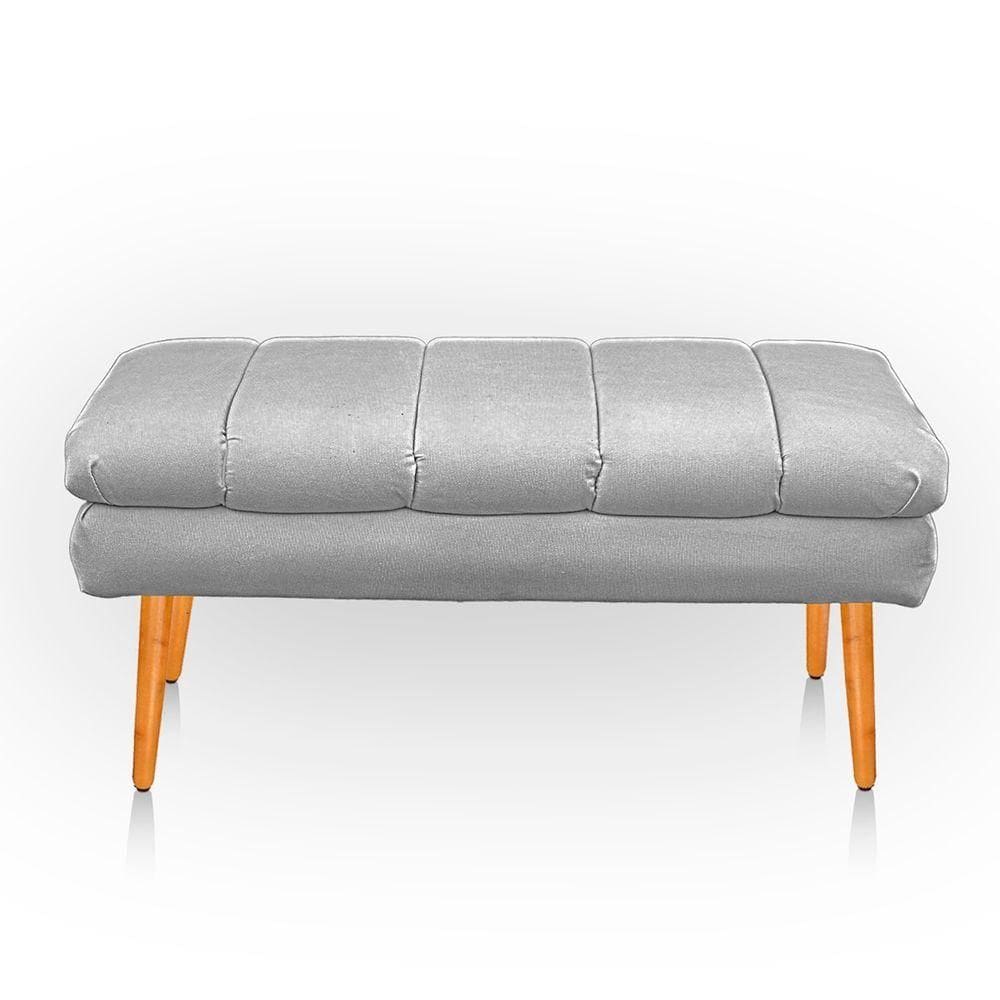 Puff Aparador Estofado Italy Decorativo Veludo Cor Cinza Claro