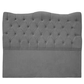 Cabeceira Casal Para Cama Box Estofada Dunas Veludo Cinza