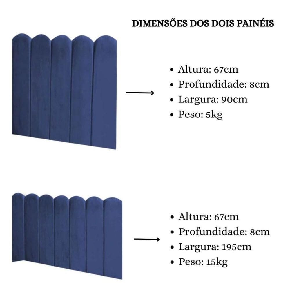 Cabeceira Painel Cama Solteiro Box Nuvem Suede Sandy 90 Cm :azul