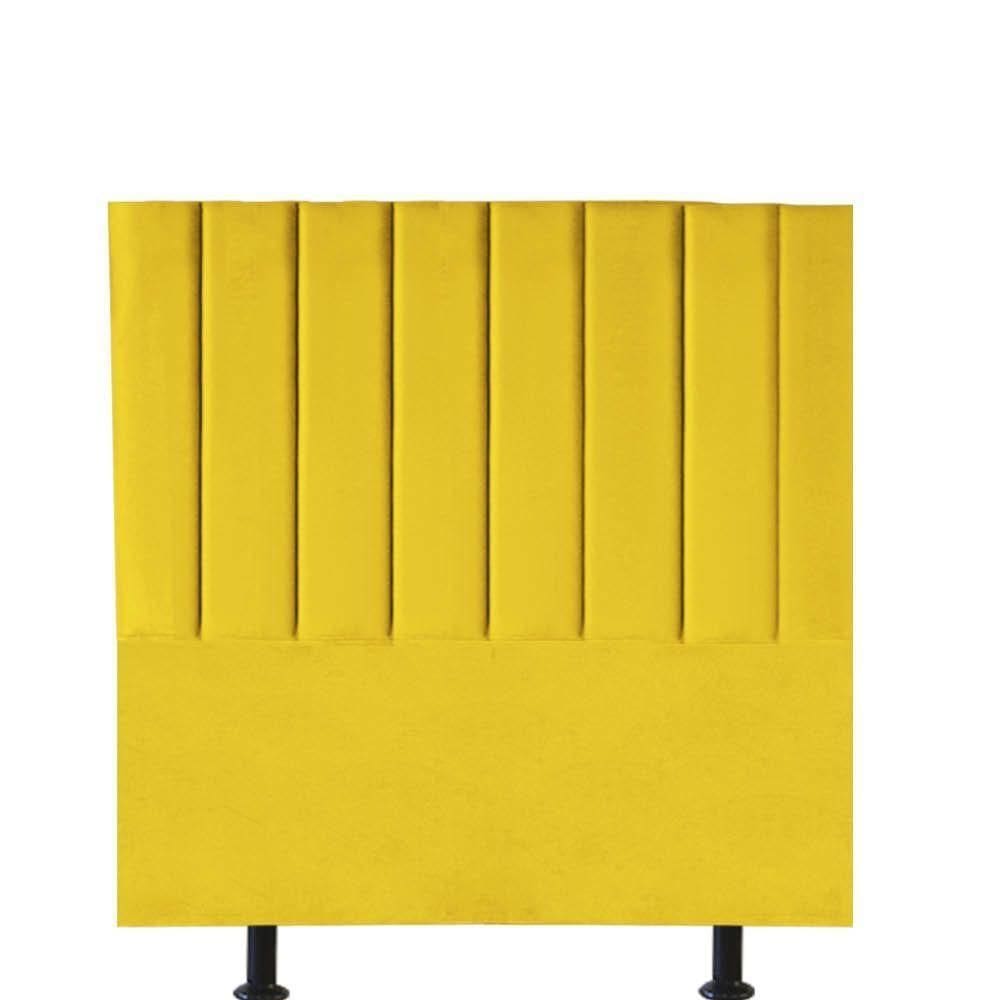 Cabeceira Estofada Carla 90cm Solteiro Para Cama Box Quarto Suede Amarelo - Gat Magazine