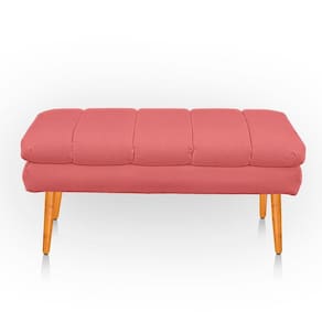 Puff Aparador Estofado Italy Decorativo Veludo Cor Rose