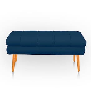 Puff Aparador Estofado Italy Decorativo Veludo Cor Azul Marinho