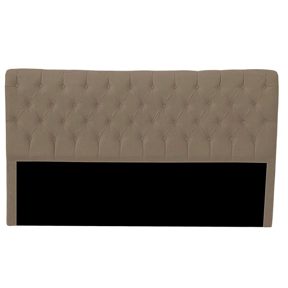 Cabeceira Casal Estofada Para Cama Box Ayla Veludo Cor Capuccino
