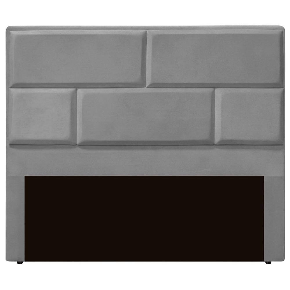 Cabeceira Casal Estofada Para Cama Box Jade Veludo Cinza