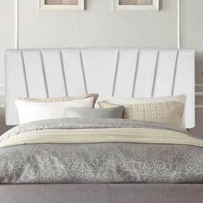 Painel Estofada Bélgica 140cm Casal Para Cama Box Quarto Suede Branco - Gat Magazine