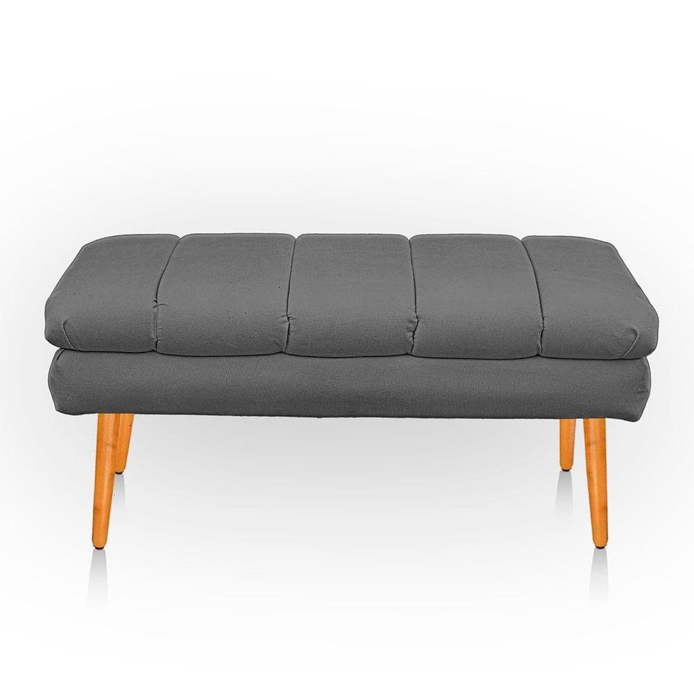 Puff Aparador Estofado Italy Decorativo Veludo Cor Cinza Chumbo