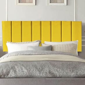 Painel Estofada Carla 140cm Casal Para Cama Box Quarto Suede Amarelo - Gat Magazine