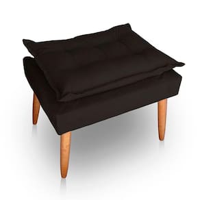 Kit 02 Puff Para Sala E Quarto Madeira Decorativo Opala Suede Marrom