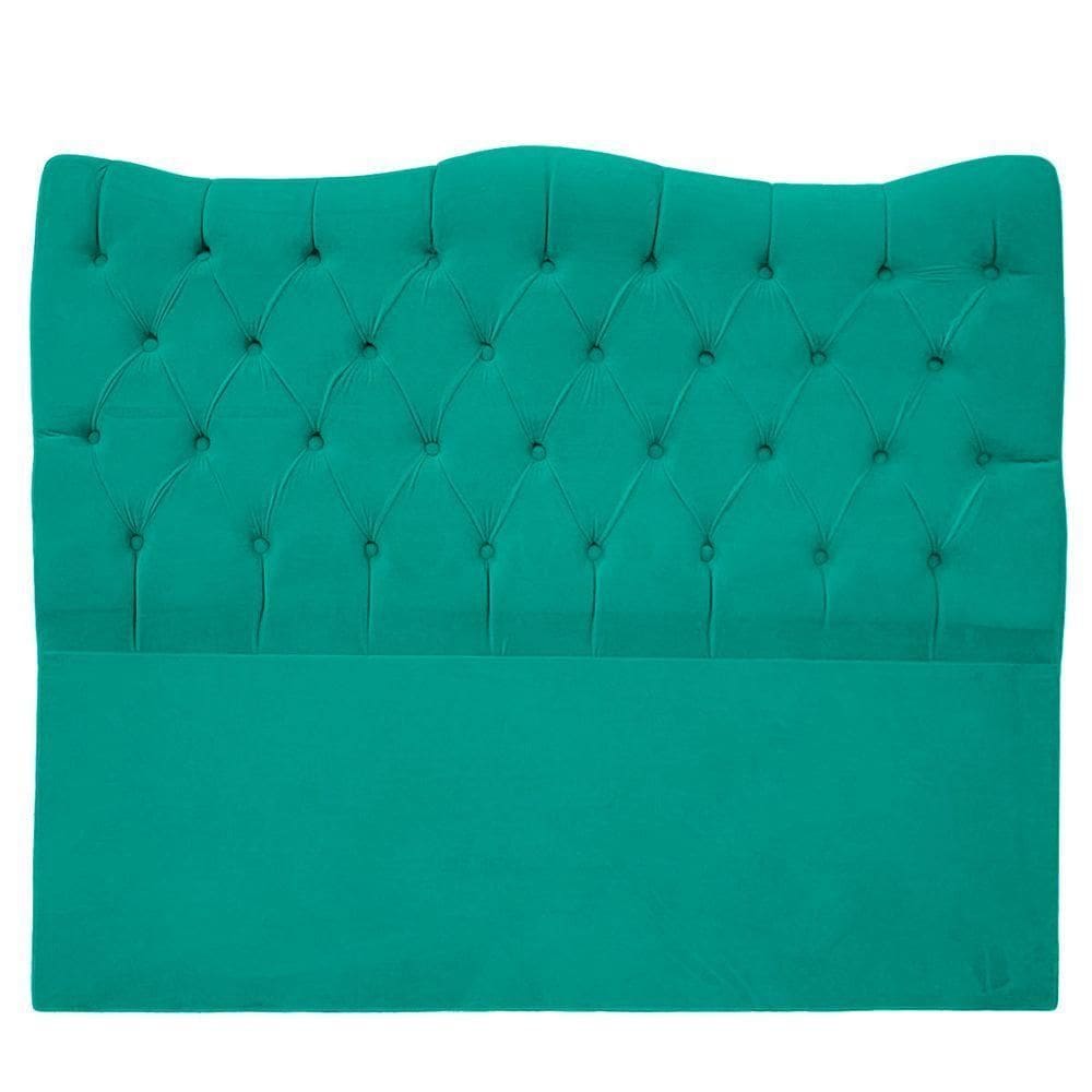 Cabeceira Casal Queen Para Cama Box Estofada Dunas Veludo Cor Azul Claro