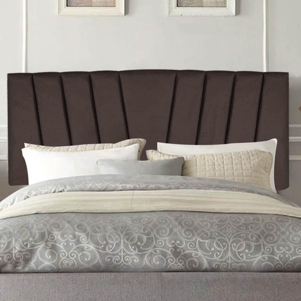 Painel Estofada Bélgica 90cm Solteiro Para Cama Box Quarto Suede Marrom - Gat Magazine