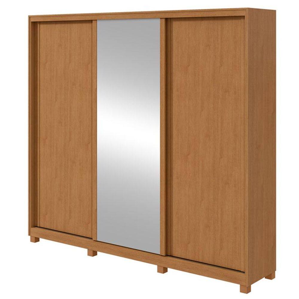 Guarda Roupa Casal Forma 230 3 Portas Amêndoa Clean Off White Flex com Espelho Glass e Pés – Lopas