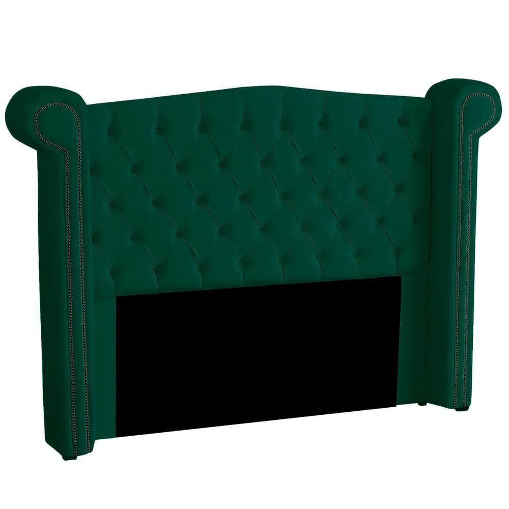 Cabeceira Casal King Size Estofada Para Cama Box Ayla Veludo Cor Verde Esmeralda