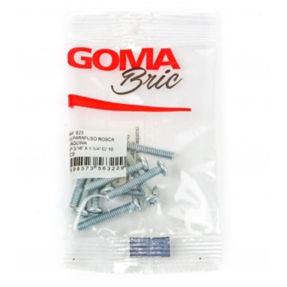 Kit Parafuso Rosca Máquina Goma Cp 3/16`` x 1.1/4`` 10 Peças