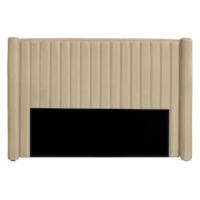 Cabeceira Casal Queen Size Estofada Para Cama Box Alicia Veludo Bege